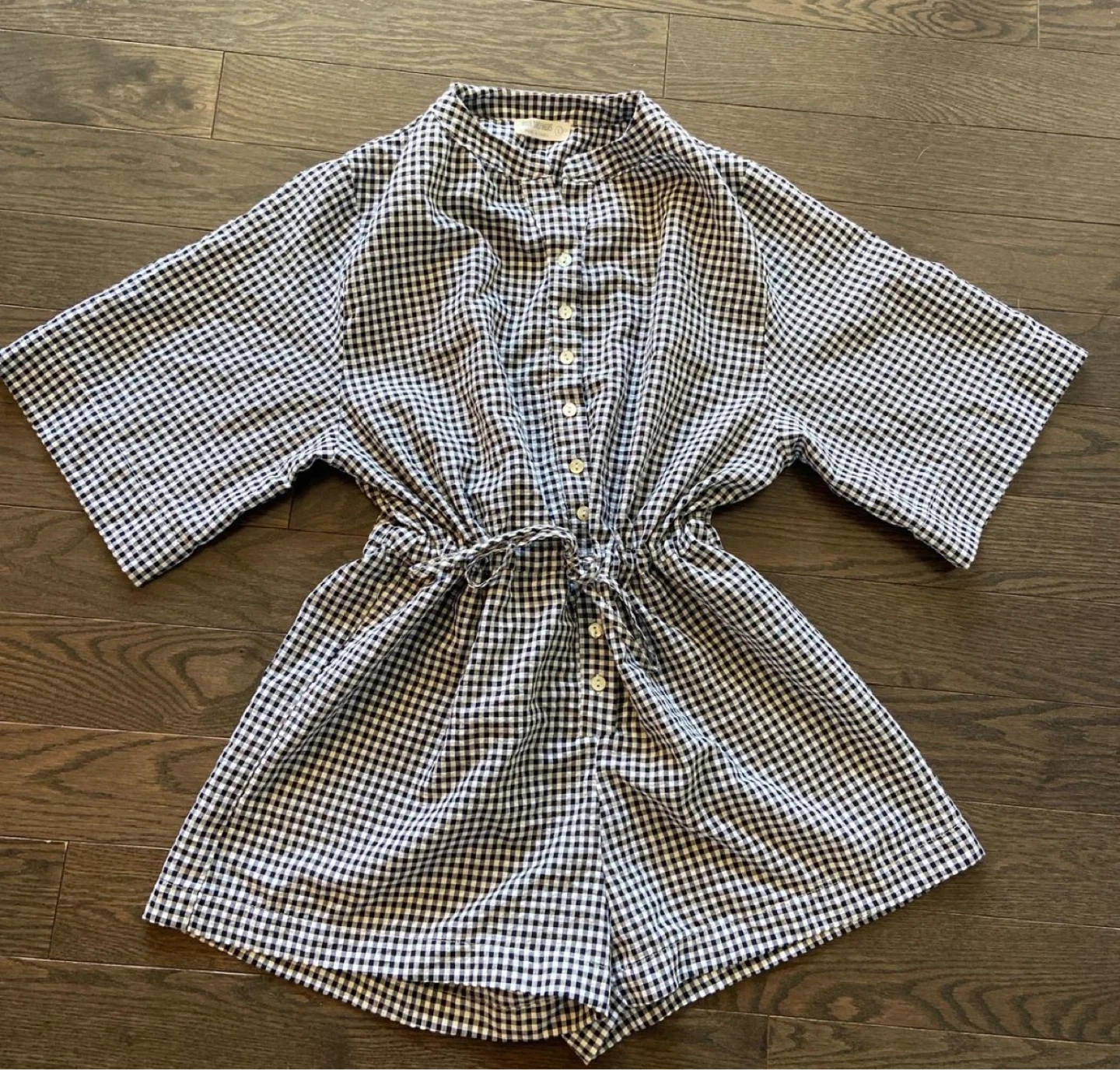 4our Dreamers Black & White Gingham Romper Size L