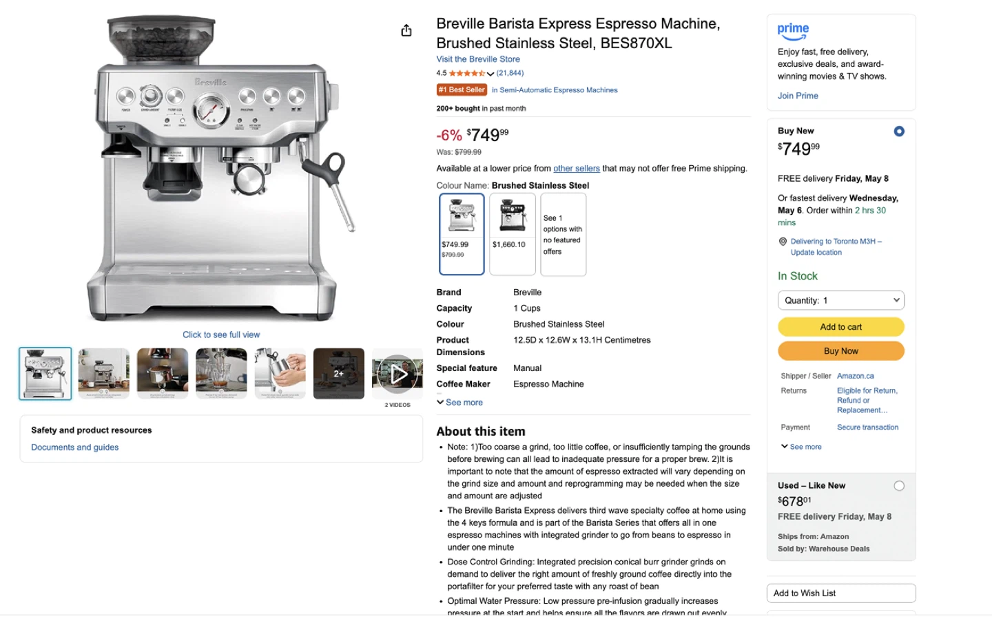 Breville Barista Express Espresso Machine BES870XL $ NEGOTIABLE - photo 2