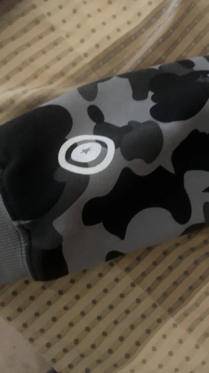 BAPE Full Zip Hoodie Grey Camo Shark Print - photo 3