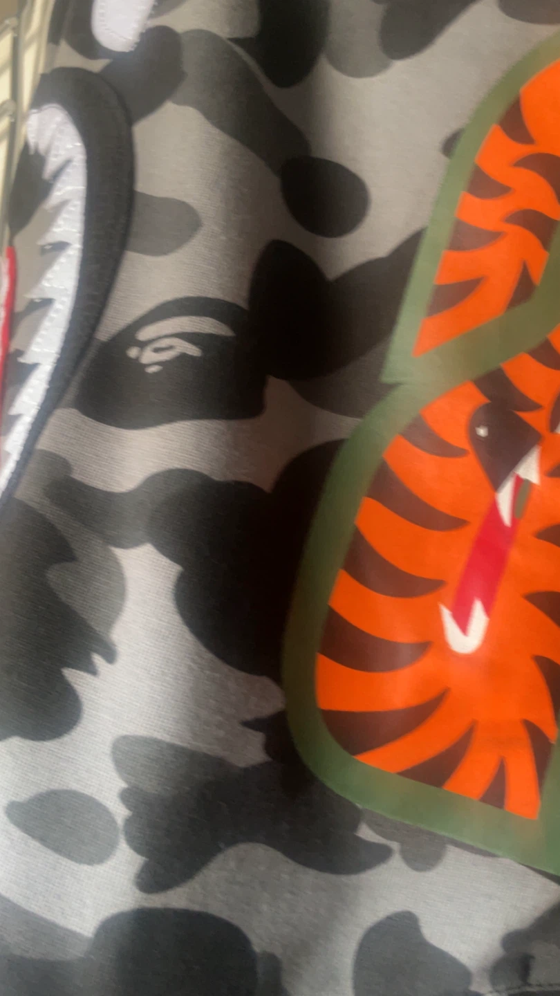 BAPE Full Zip Hoodie Grey Camo Shark Print - photo 5