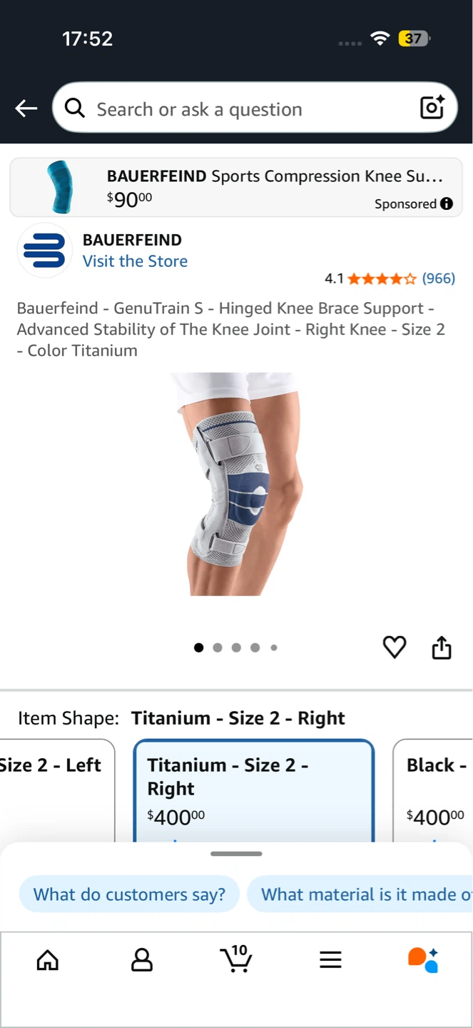 Bauerfeind GenuTrain S Knee Brace - Size 2 - Titanium