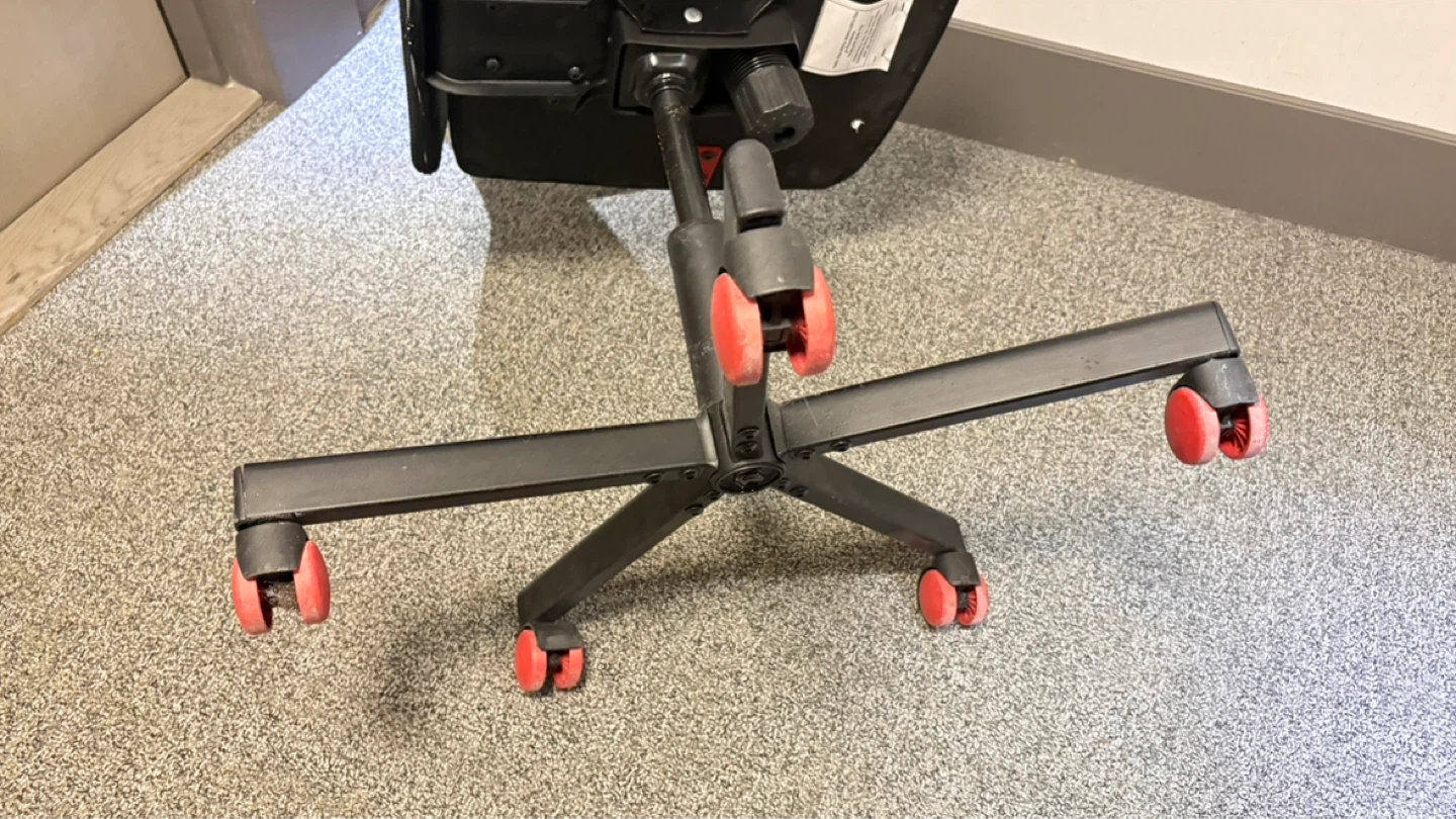 Black Mesh Office Chair with Red Accents - photo 5
