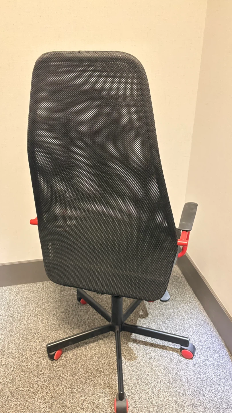 Black Mesh Office Chair with Red Accents - photo 3