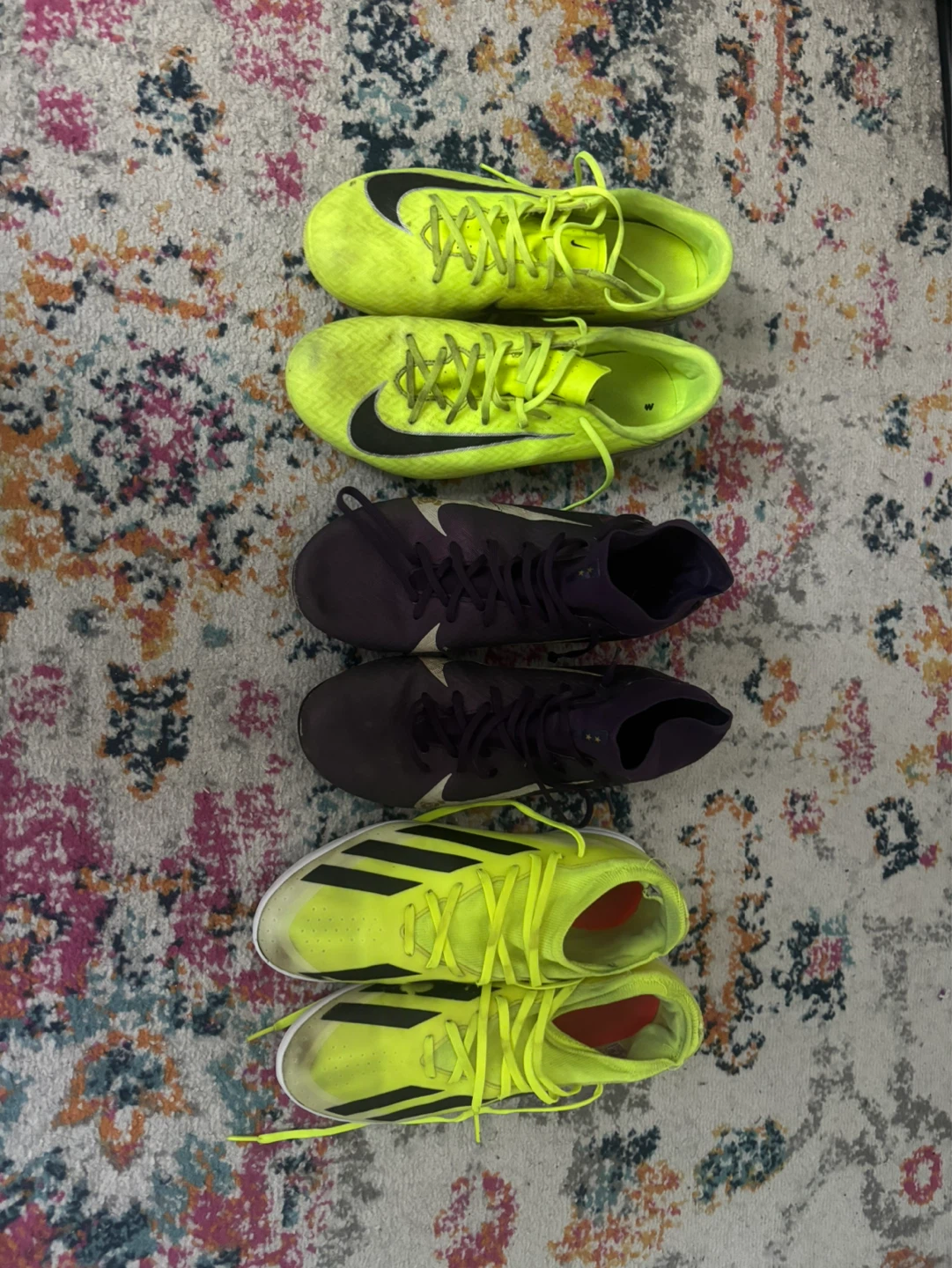 Size 10-Nike and Adidas Soccer Cleats - Neon Yellow