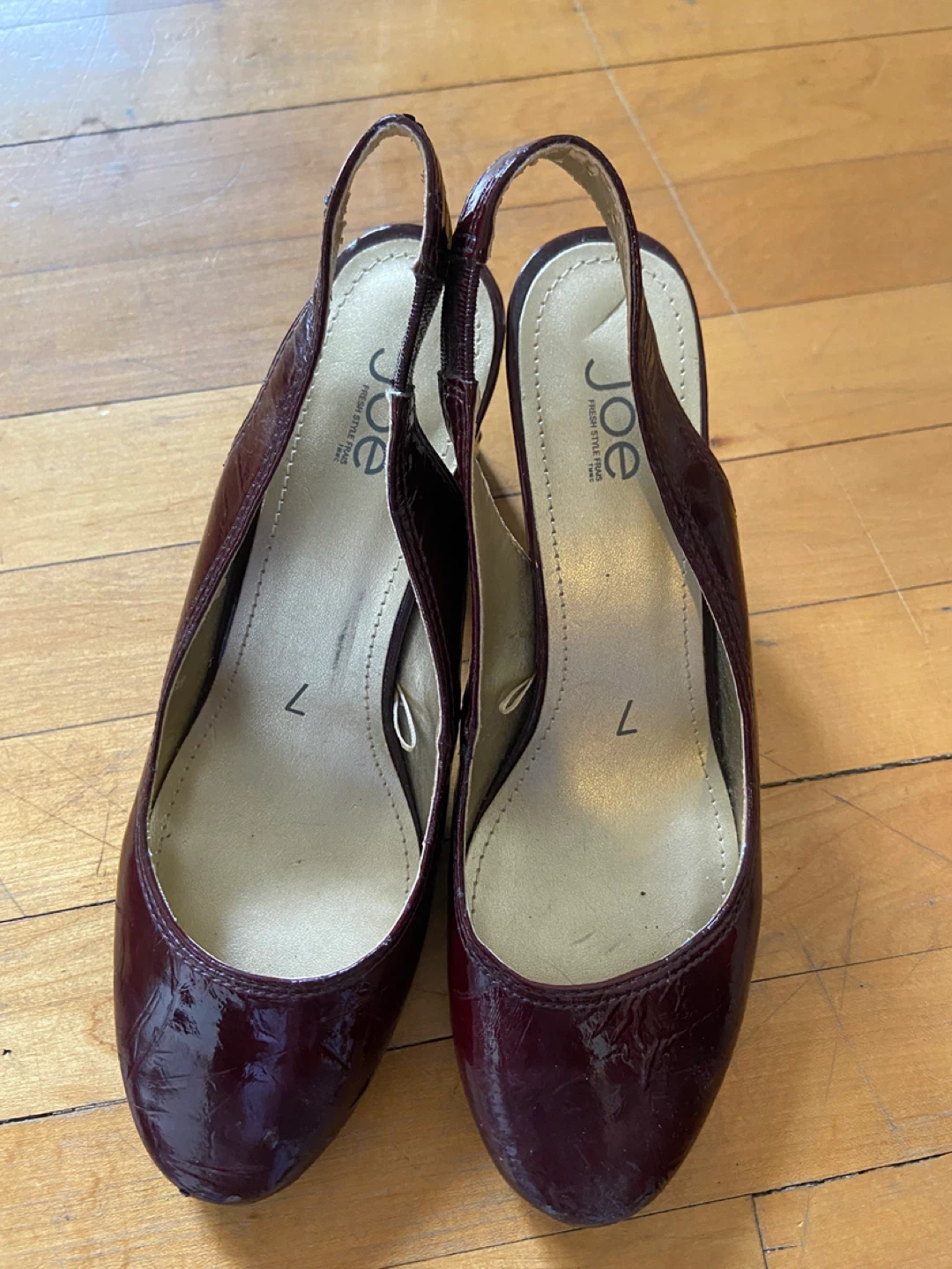 Joe Fresh Burgundy Patent Slingback Heels Size 7 - photo 5