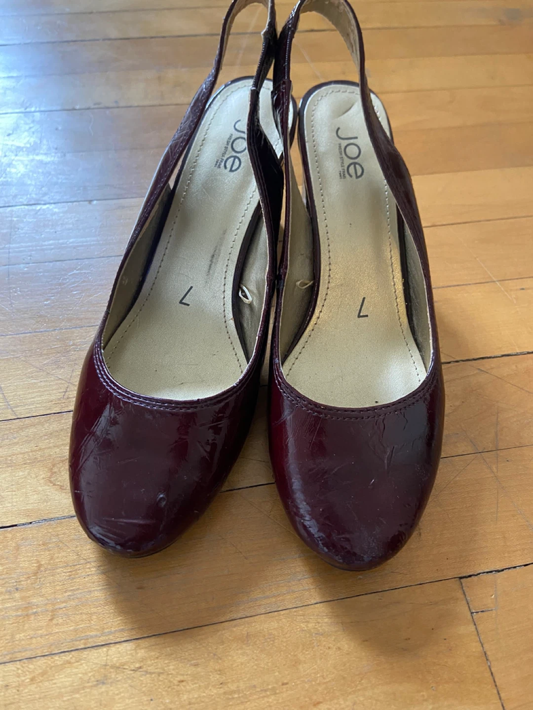 Joe Fresh Burgundy Patent Slingback Heels Size 7 - photo 2