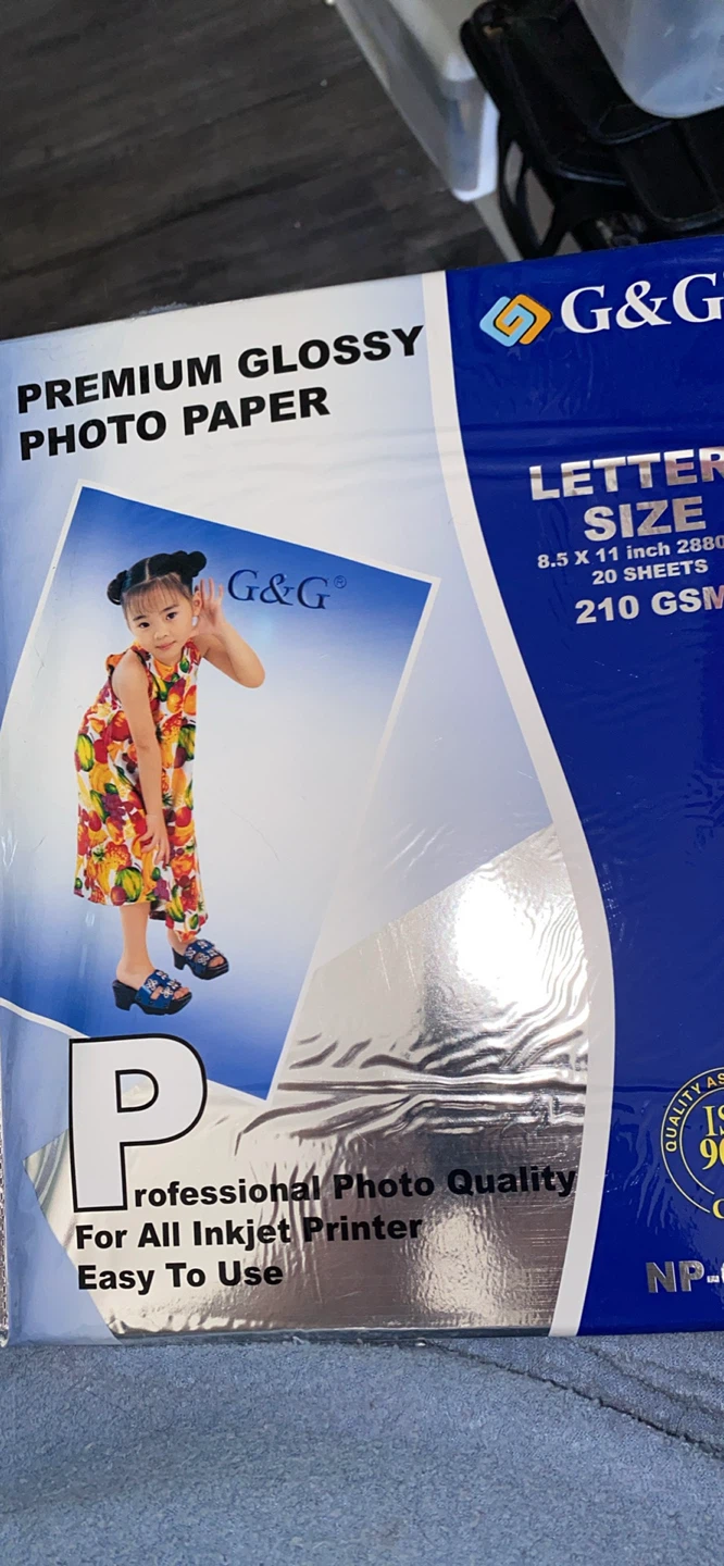 G&G Premium Glossy Photo Paper 8.5 x 11 inch, 210 GSM, 20 Sheets