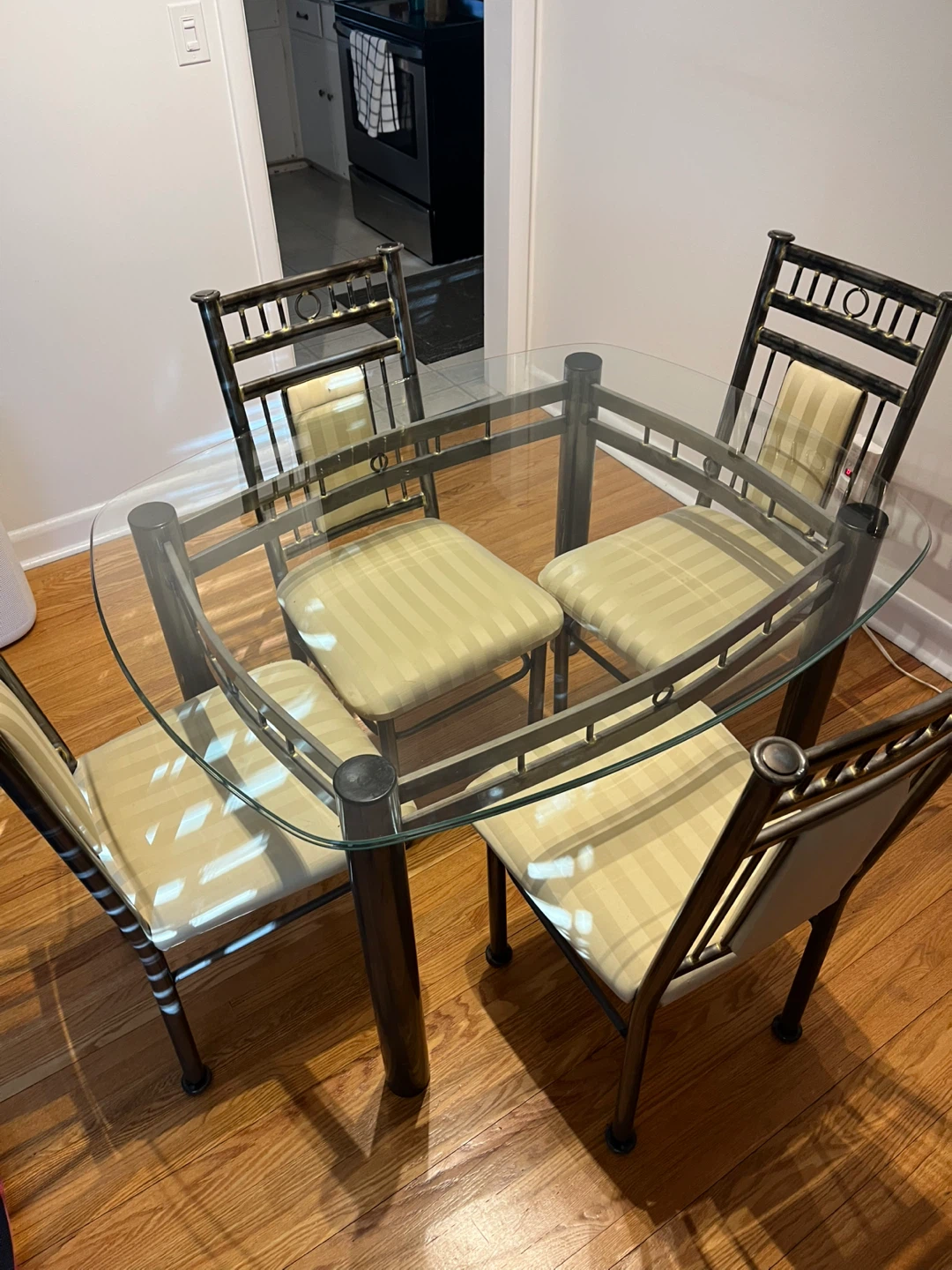 Glass Top Dining Set with 4 Chairs