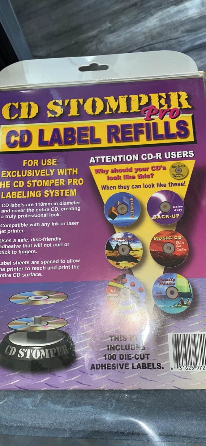 CD Stomper Pro CD Label Refills - 100 Die-Cut Adhesive Labels