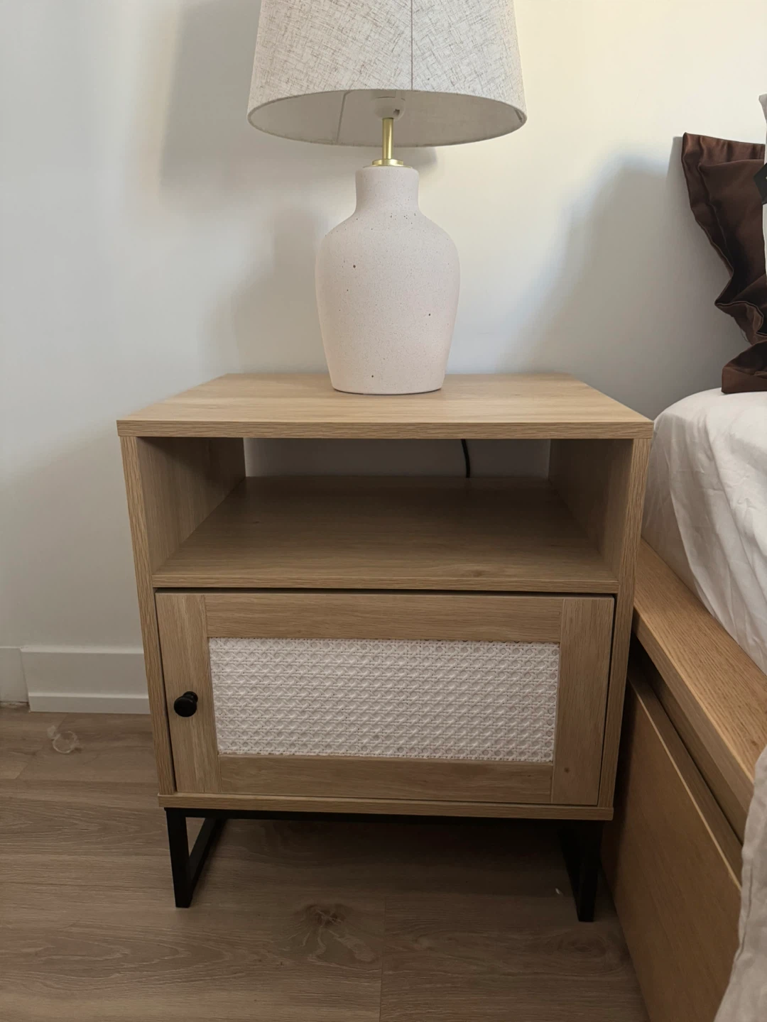 Set of 2 - Wooden Nightstand with Cabinet