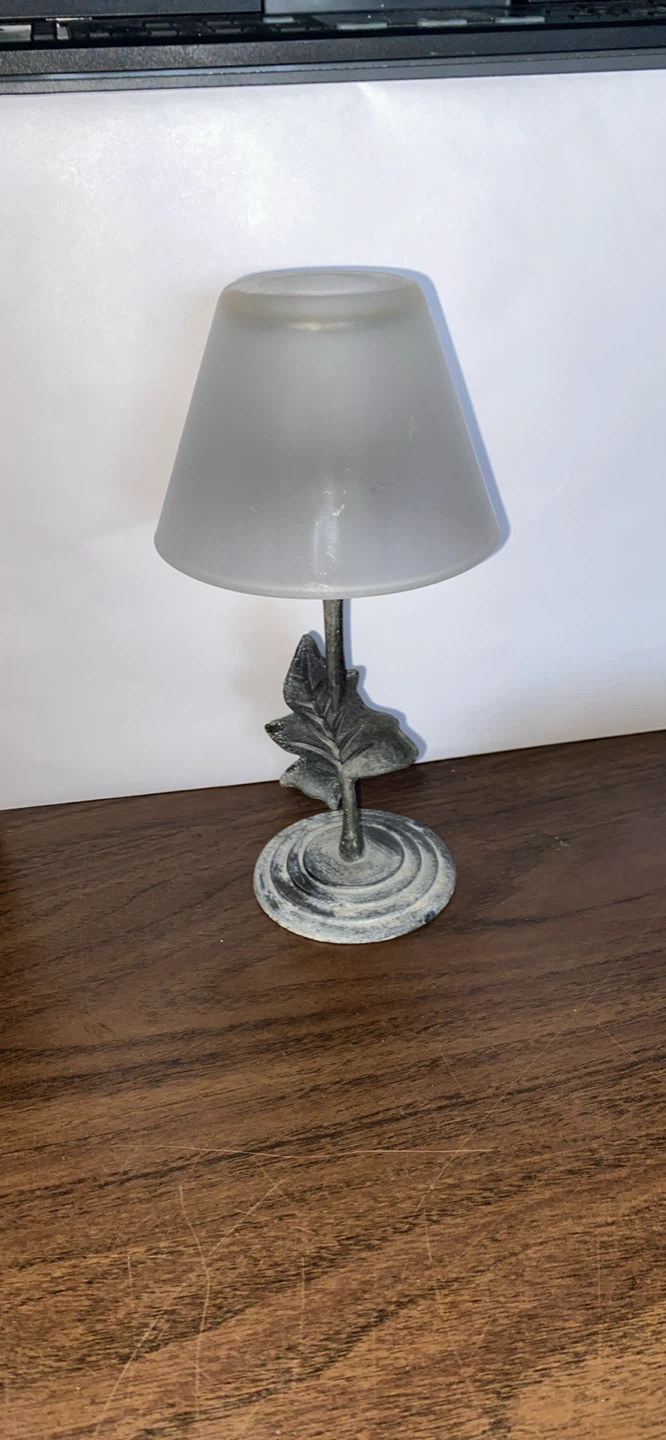 Metal Rose Tealight Holder with Frosted Glass Shade