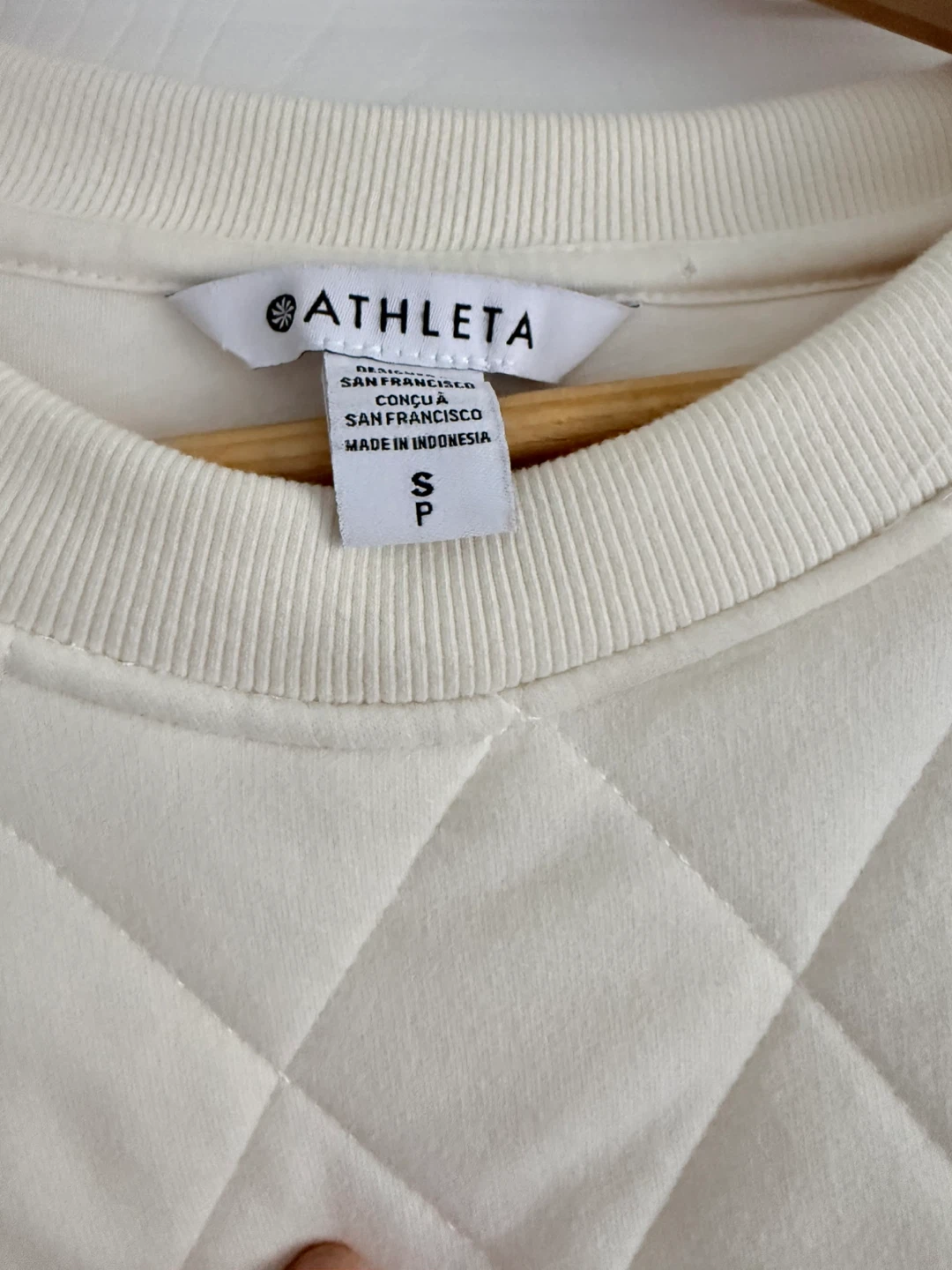 Athleta Quilted Crewneck Sweatshirt - Cream - Size S - photo 3