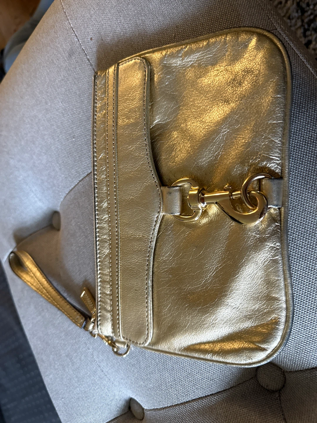 Gold Metallic Clutch Wristlet