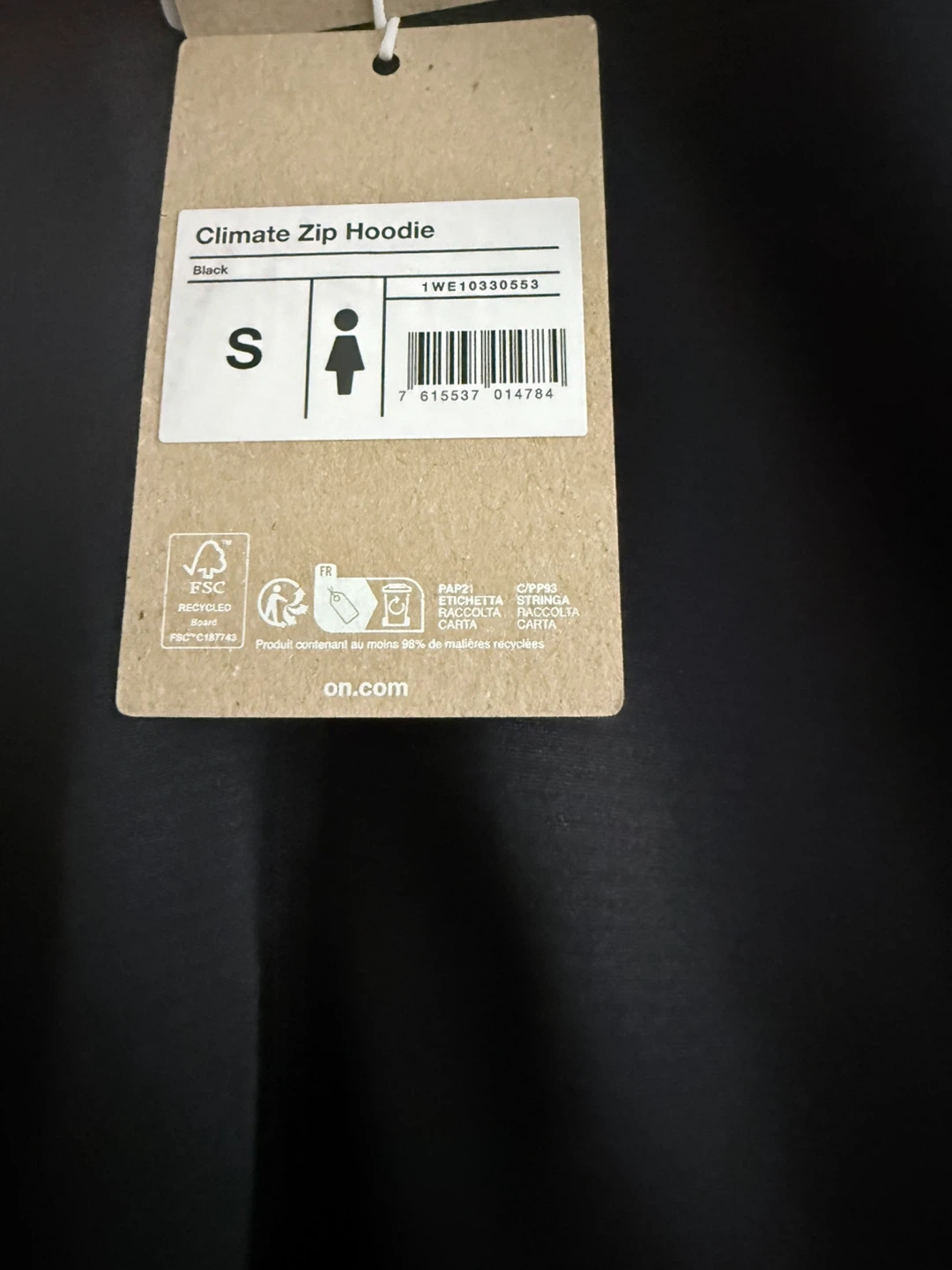 On Climate Zip Hoodie - Black, Size S - photo 3