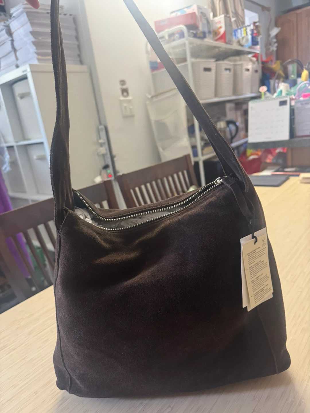 Mango Suede Shoulder Bag - Brown- Brand New