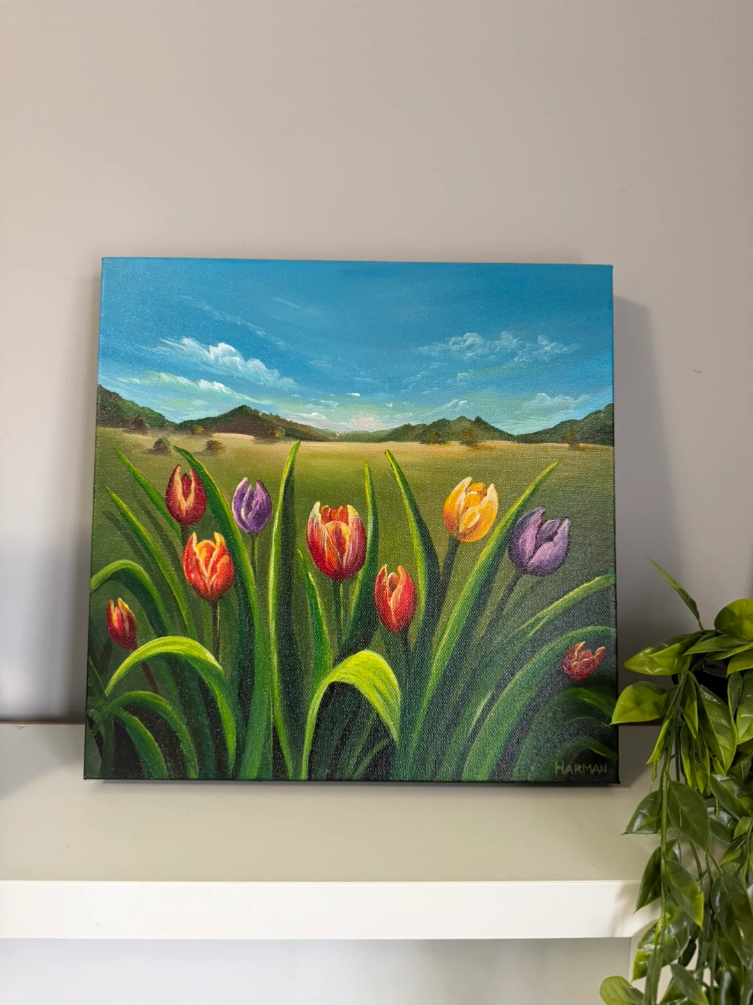 Original Tulip Field Acrylic Painting - photo 2