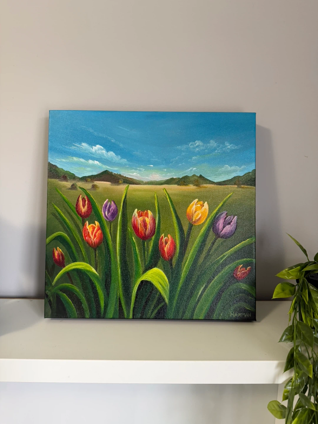 Original Tulip Field Acrylic Painting