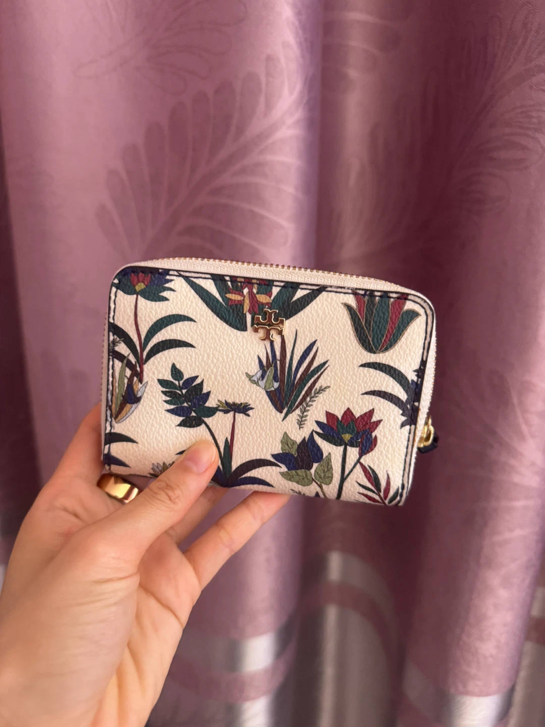 Tory Burch Floral Print Zip Around Wallet
