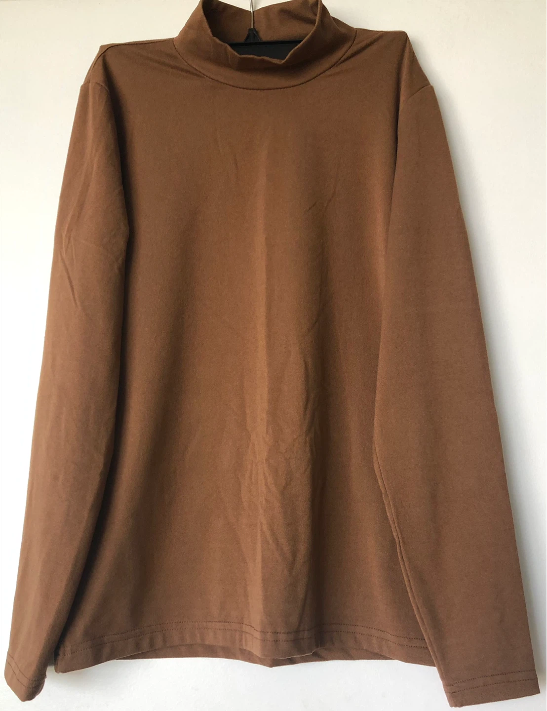 Brown Mock Neck Long Sleeve Shirt
