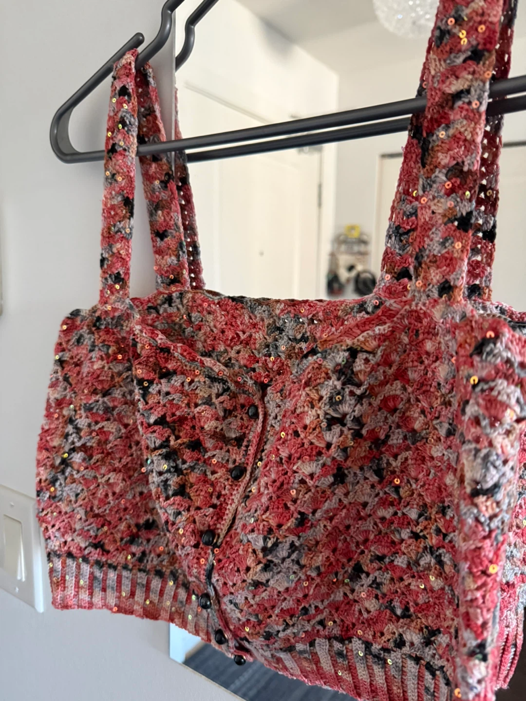 Handmade Crocheted Sequin Crop Top - photo 3