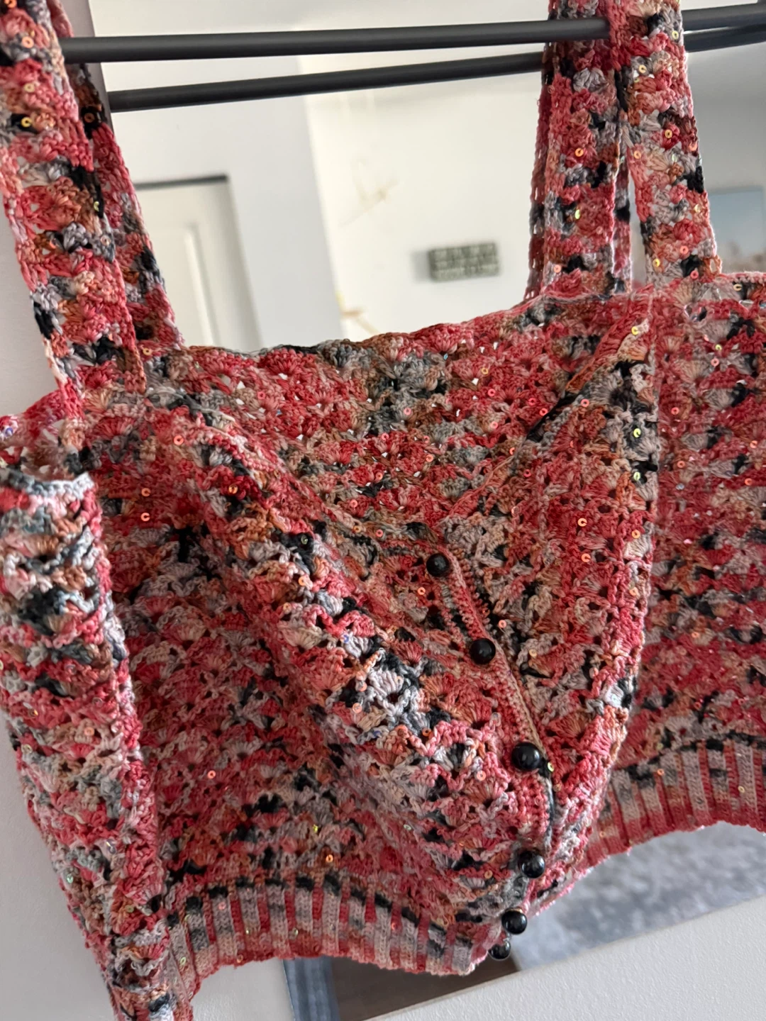 Handmade Crocheted Sequin Crop Top