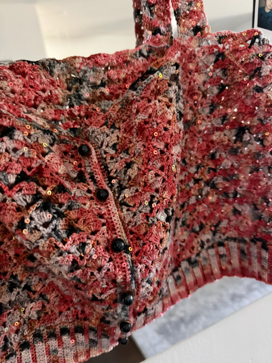 Handmade Crocheted Sequin Crop Top - photo 2