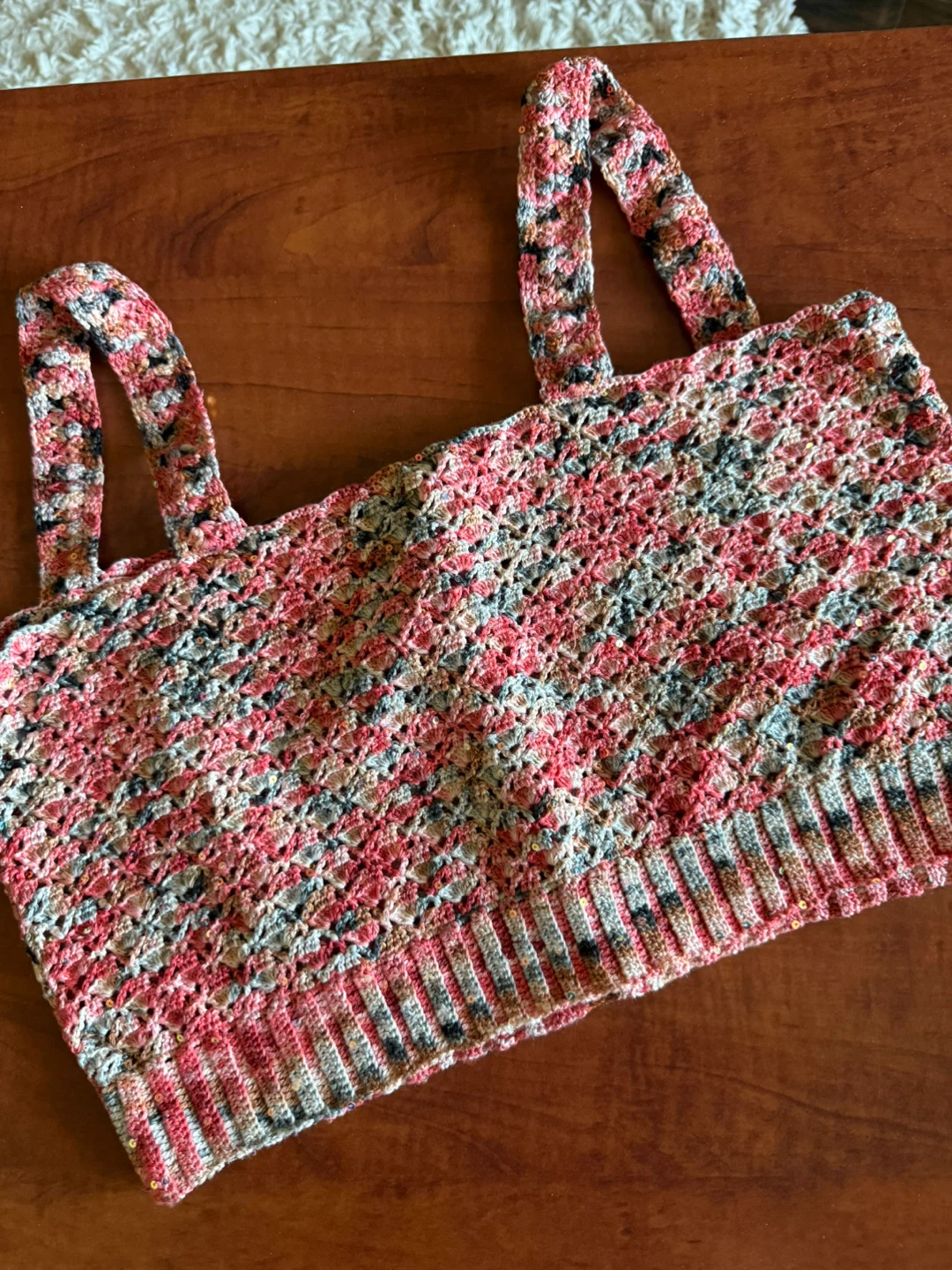 Handmade Crocheted Sequin Crop Top - photo 4