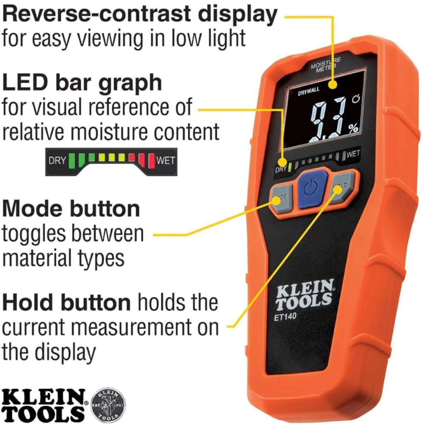 Klein Tools ET140 Pinless Moisture Meter - photo 5