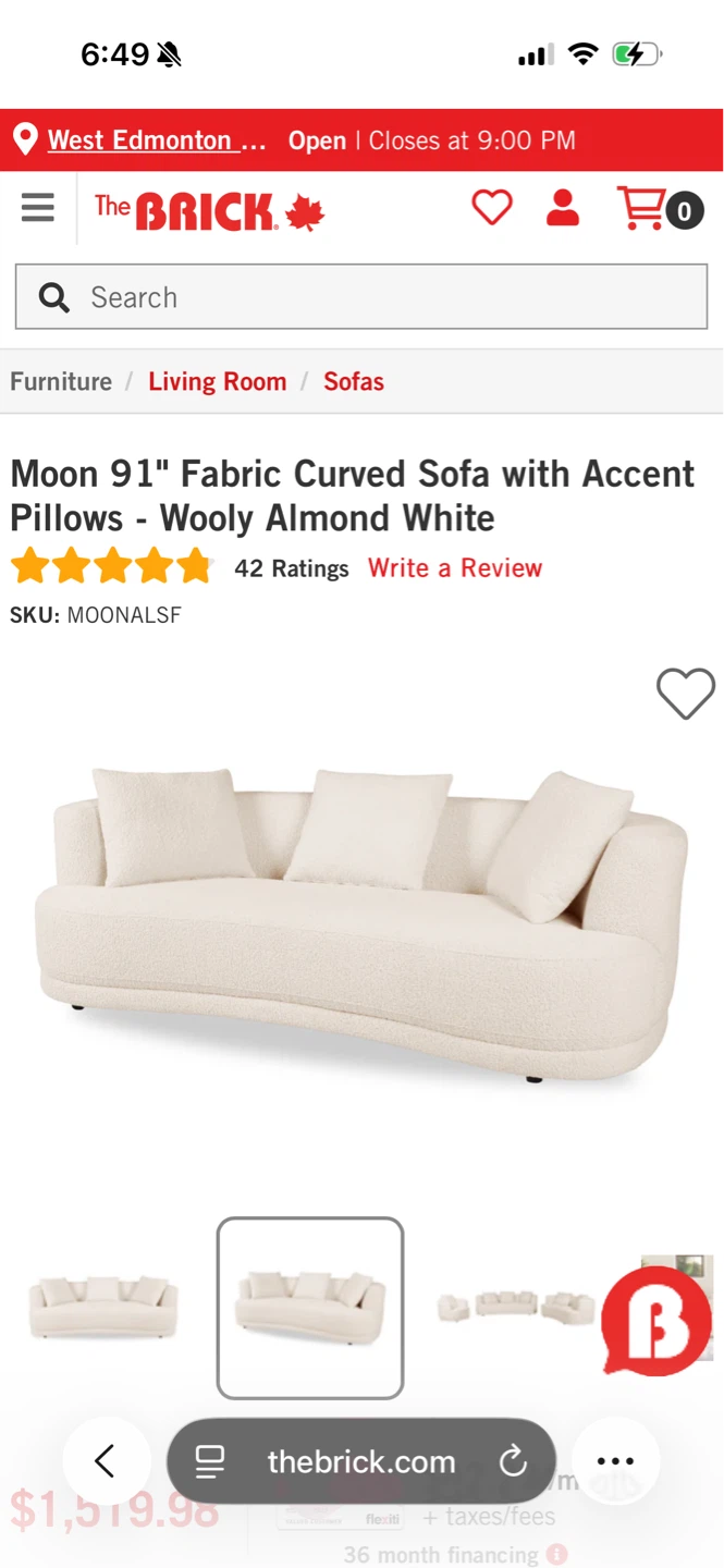The Brick Moon 91" Fabric Curved Sofas Brand New - photo 2
