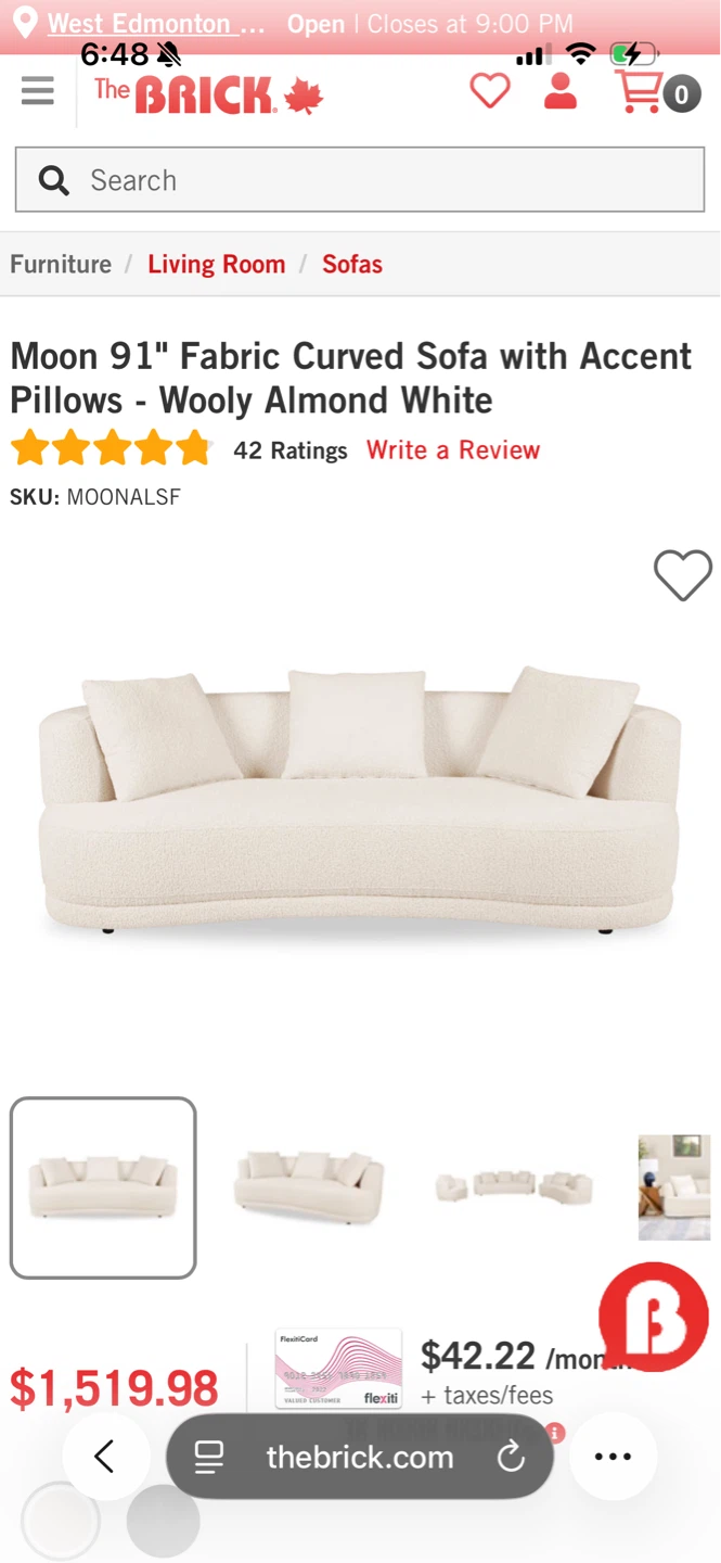 The Brick Moon 91" Fabric Curved Sofas Brand New - photo 3