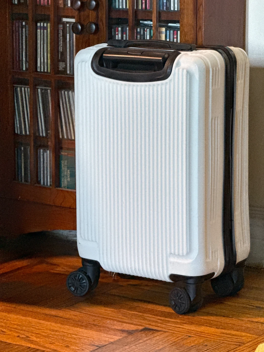 White Hard Shell Carry-On Suitcase with Spinner Wheels