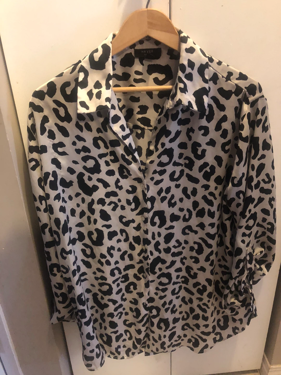 Leopard Print Button-Up Silk Shirt