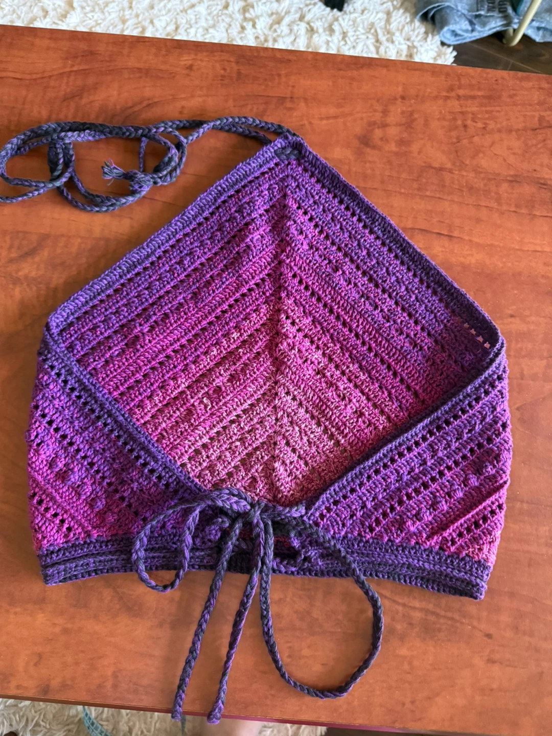 Handmade Crochet Halter Top -  Purple Ombre - photo 2