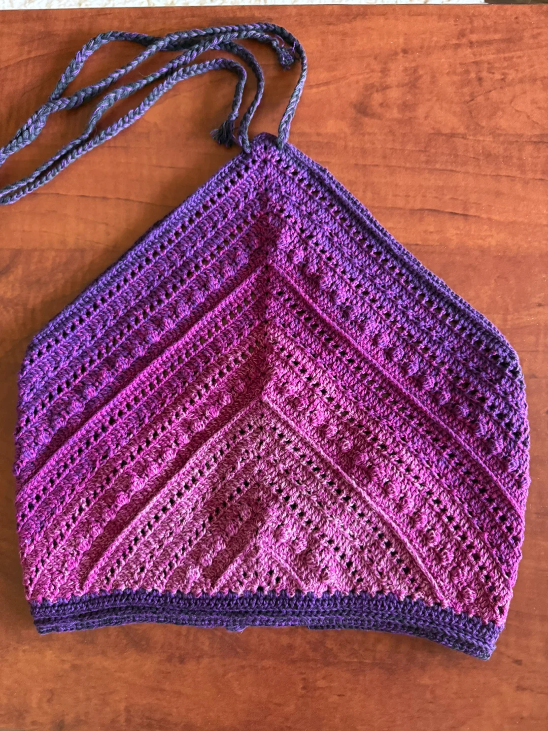 Handmade Crochet Halter Top -  Purple Ombre