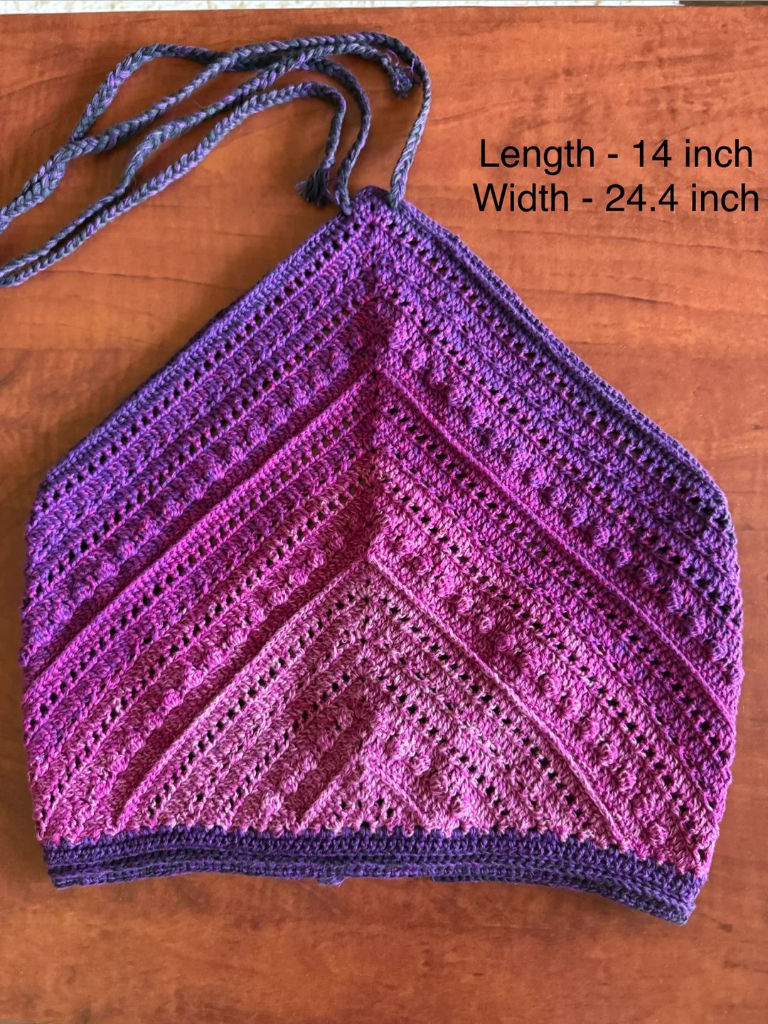 Handmade Crochet Halter Top -  Purple Ombre - photo 3