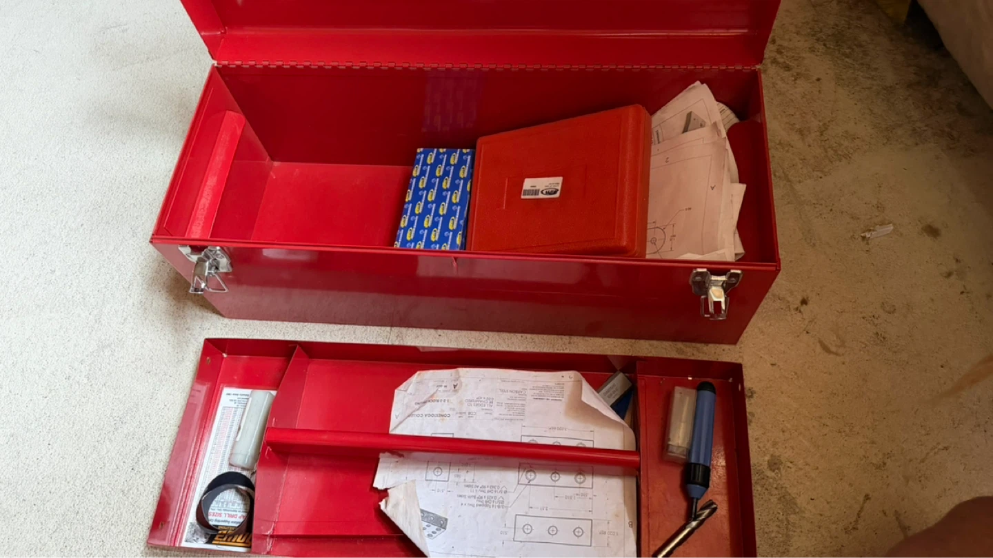 Red Metal Toolbox with Assorted Tools - photo 3