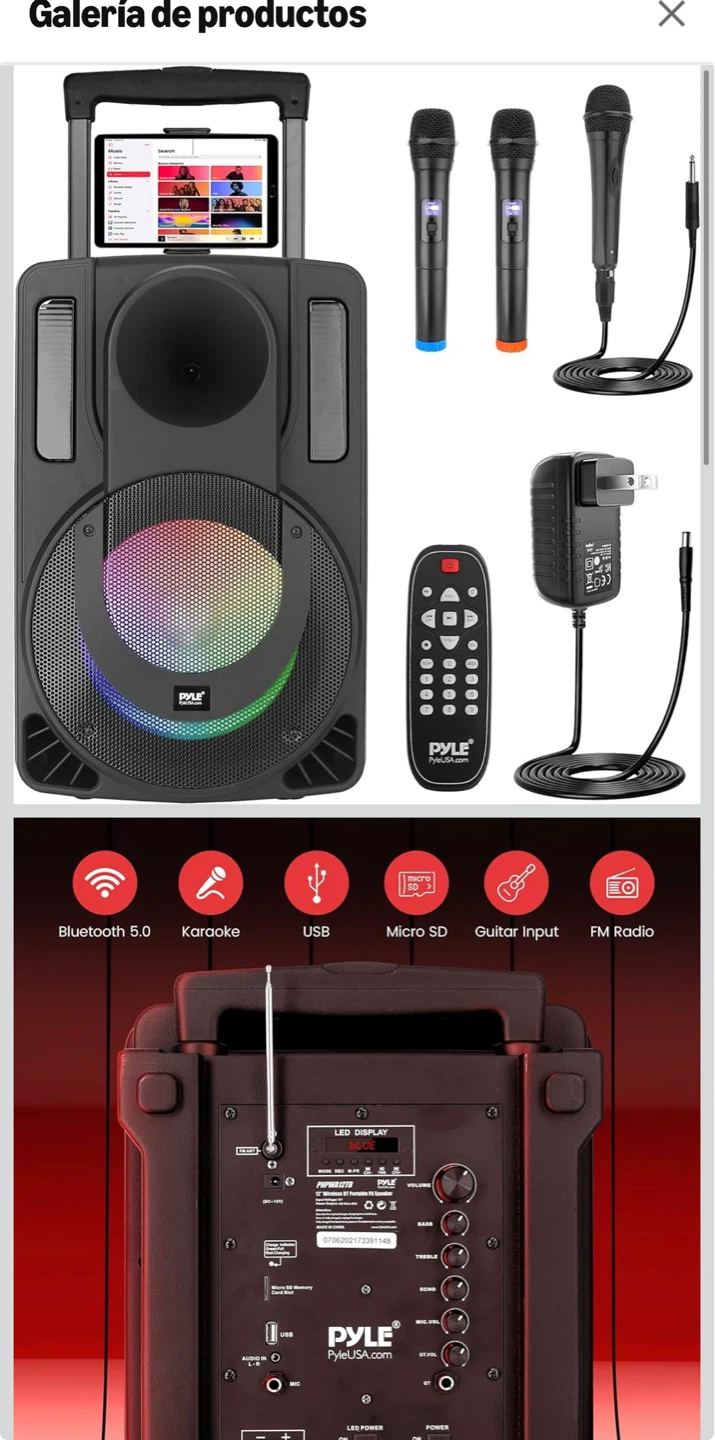 Pyle 480W Portable PA Speaker with Bluetooth & 3 Microphones