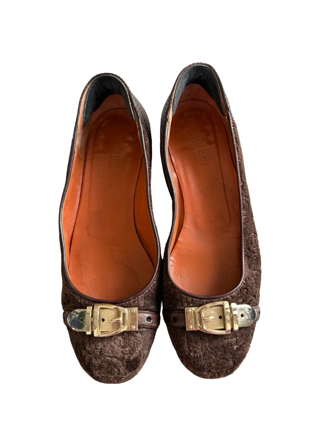 Gucci Brown Velvet Buckle Flats - photo 4