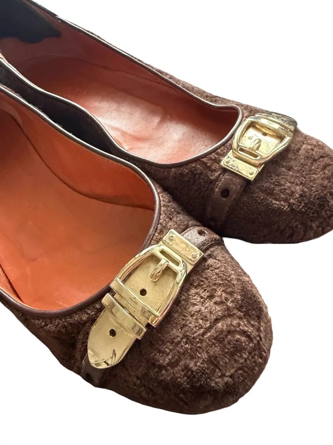 Gucci Brown Velvet Buckle Flats - photo 2