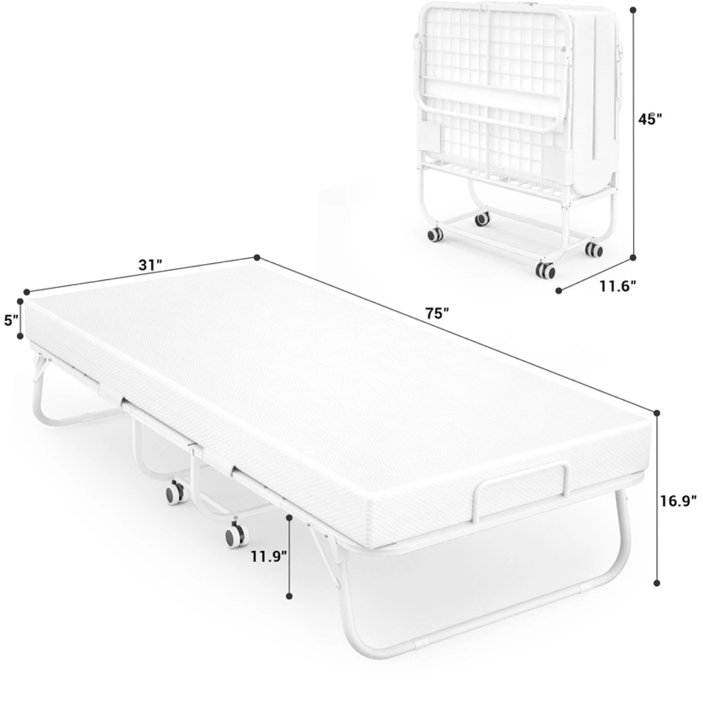 Cyclysio Queen 75 X 31'' Folding Bed with Storage - photo 2