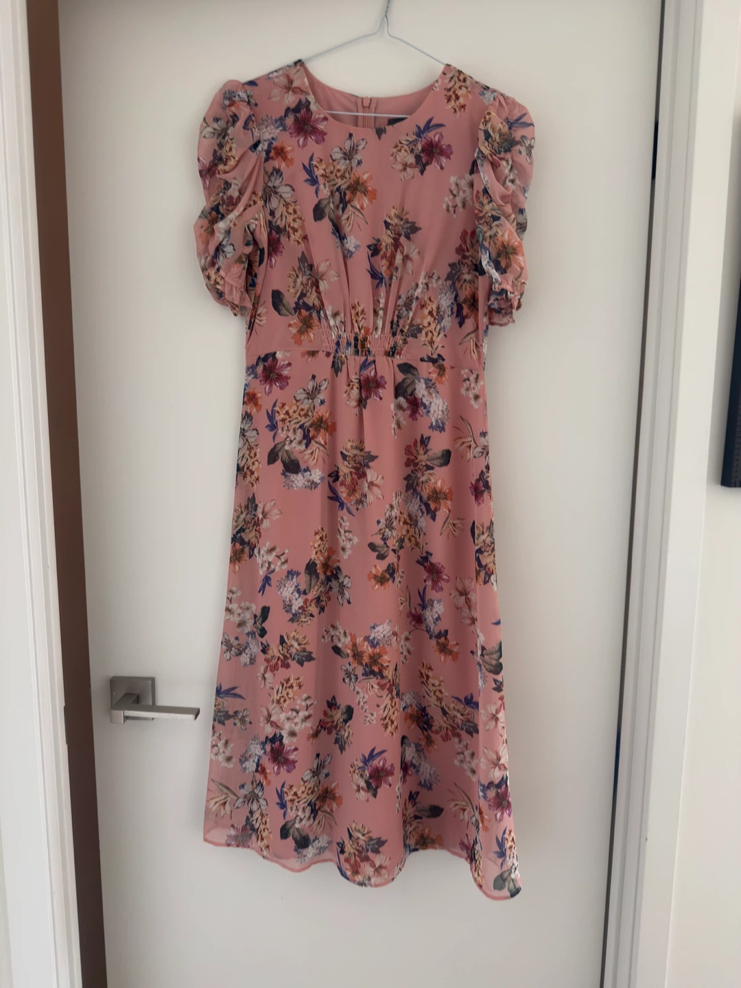 Vince Camuto Pink Floral Puff Sleeve Dress