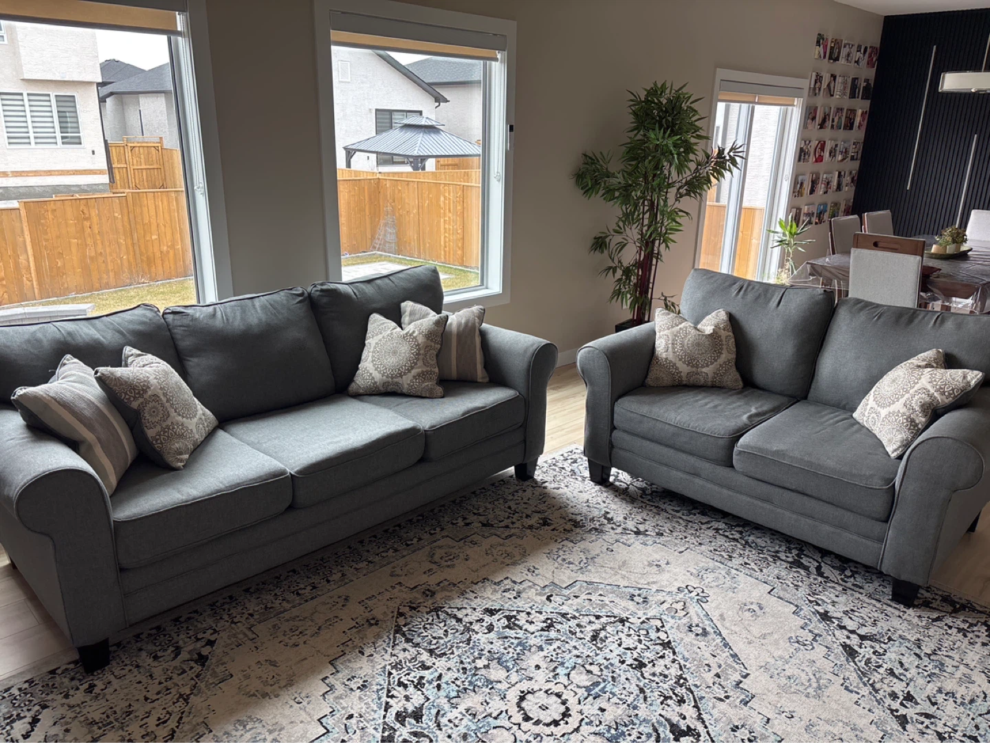 Grey Fabric Sofa Set (3-Seater & 2-Seater)
