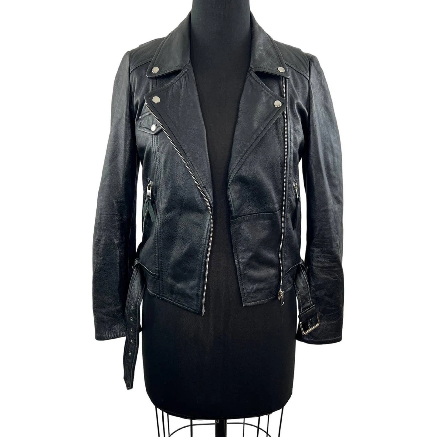 Zara Genuine Leather Moto Jacket XS