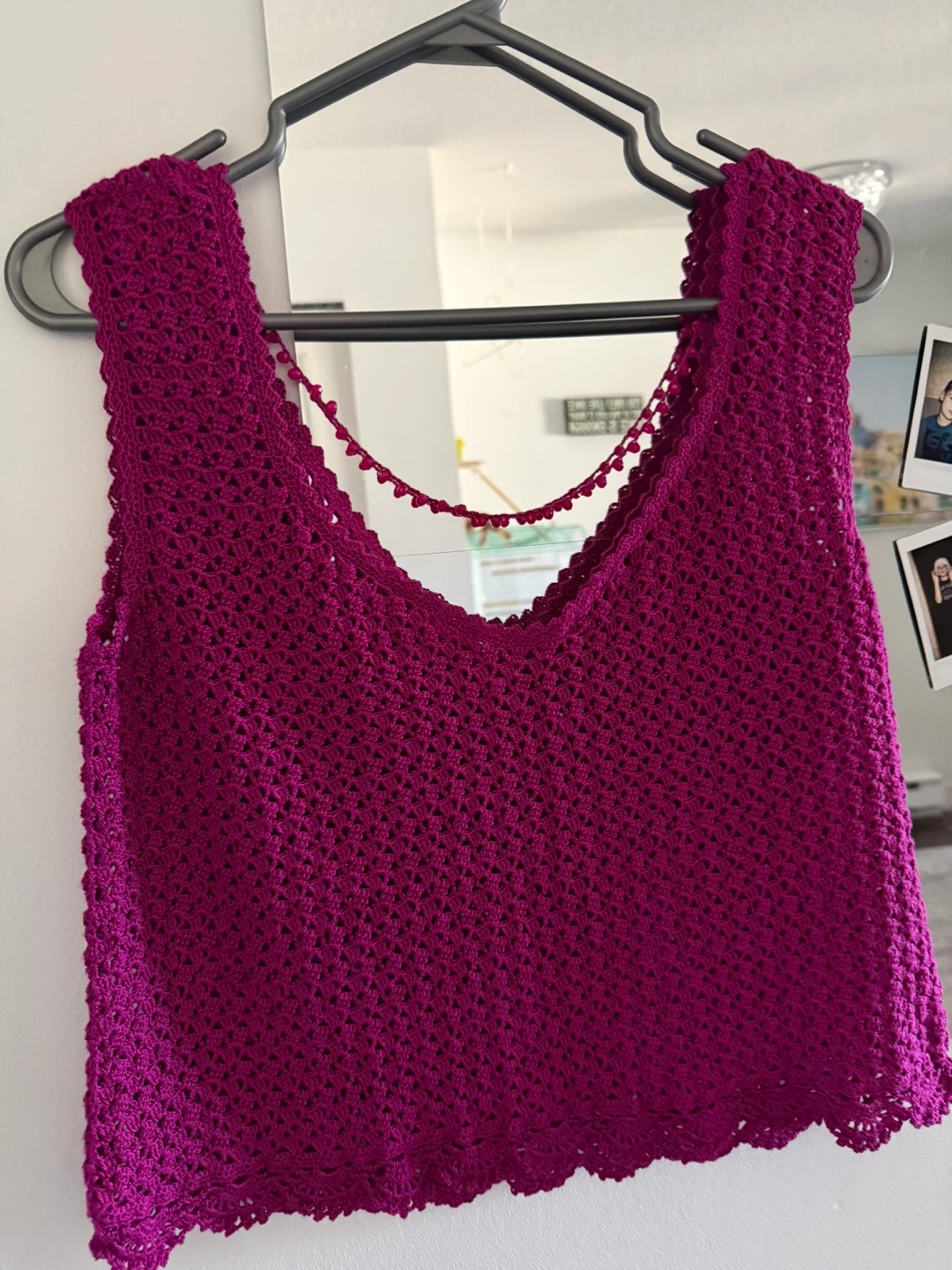 Handmade Crocheted Crop Top - Fuchsia - photo 2