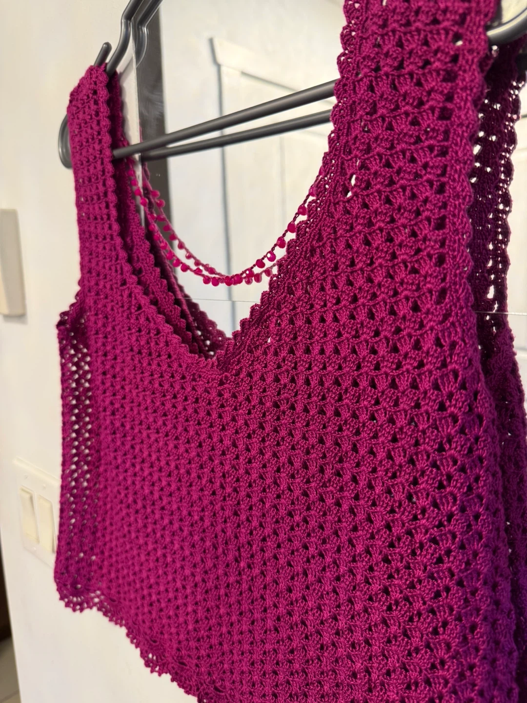 Handmade Crocheted Crop Top - Fuchsia - photo 3
