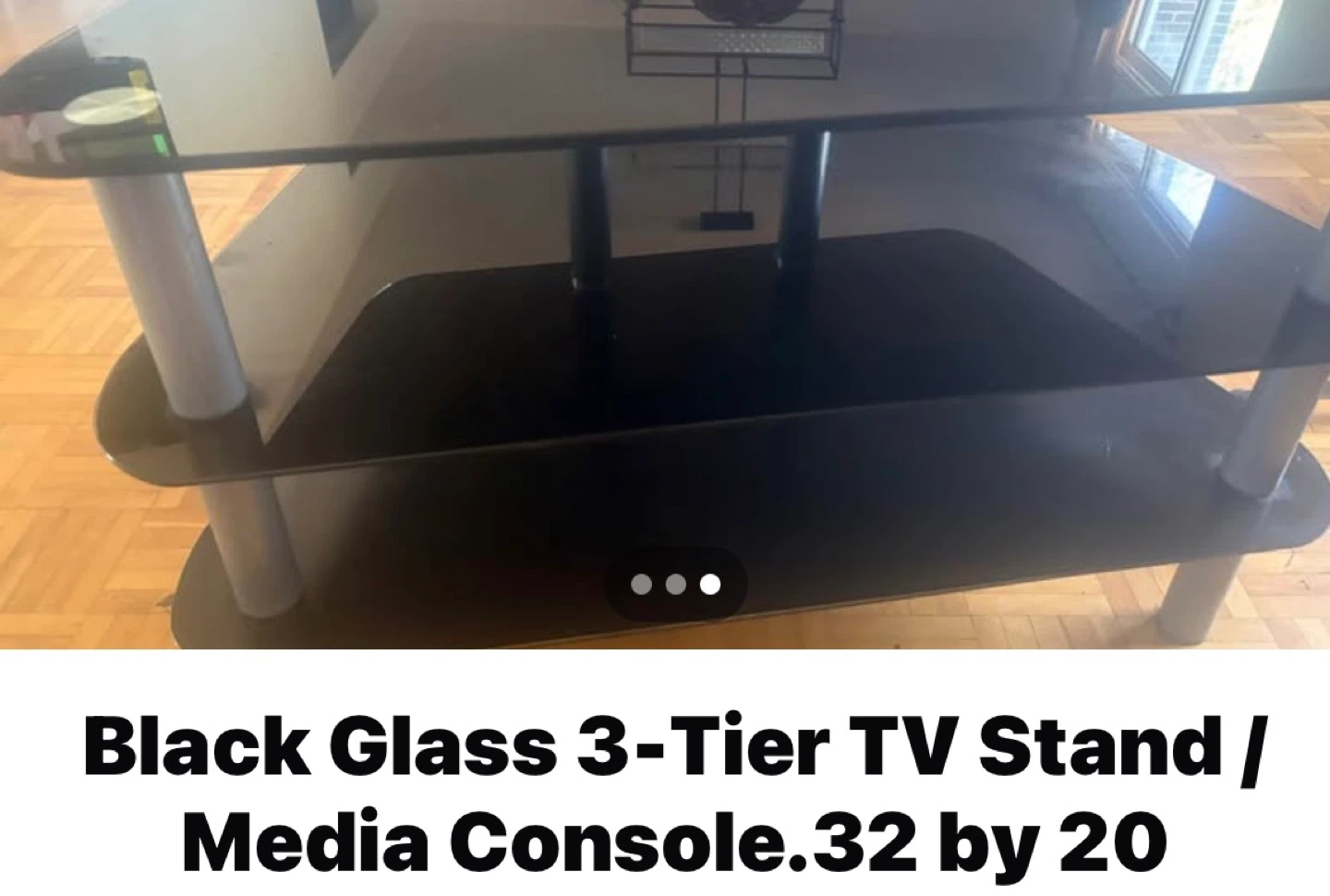 Black Glass 3-Tier TV Stand / Media Console - photo 2