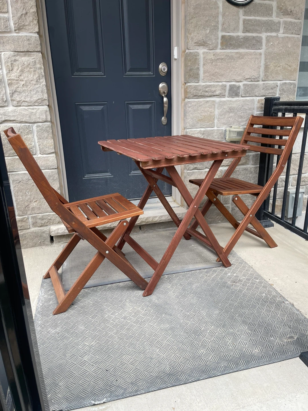 Wooden Patio Bistro Set - Table and 2 Chairs
