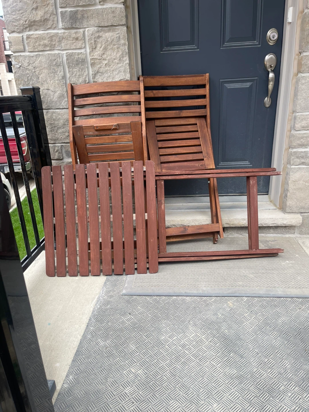 Wooden Patio Bistro Set - Table and 2 Chairs - photo 2