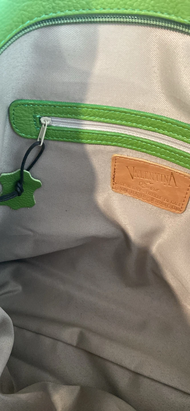 Valentina Genuine Leather Tote Bag - Green and Brown - photo 4
