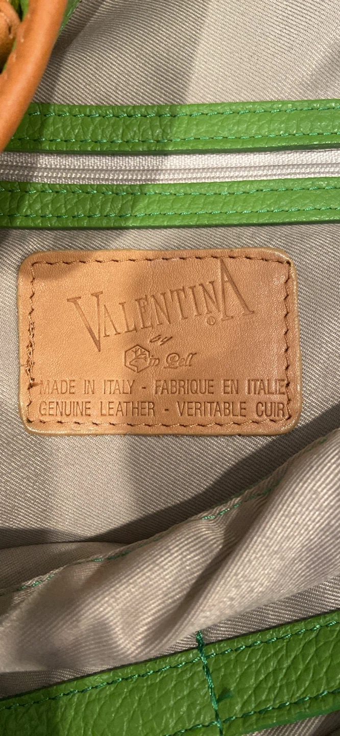 Valentina Genuine Leather Tote Bag - Green and Brown - photo 2